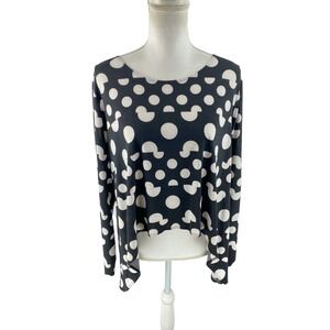 Comfy USA Womens XL Asymmetric Sharkbite Polka‎ Dot Lagenlook Blouse
